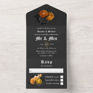 Tout En Un Invitation de mariage floral Halloween vintage tou