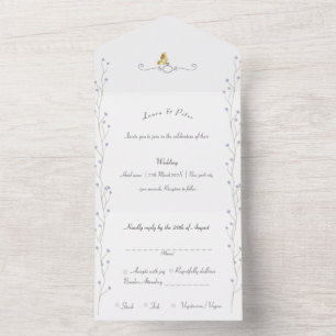 Tout En Un Invitation de mariage florale à la lavande