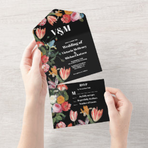 Tout En Un Invitation de mariage florale tout-en-un Dutch Mas