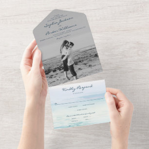 Tout en un Invitation de mariage moderne de plage 