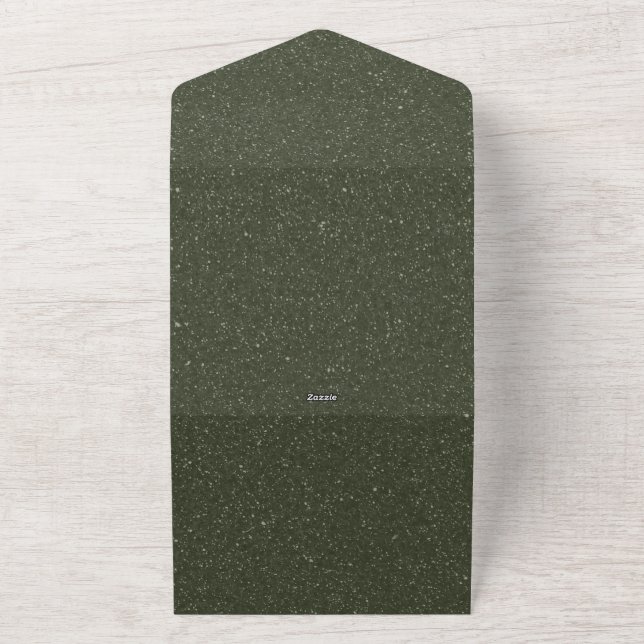 Tout En Un Invitation de mariage texturé Moss Green (Dehors)