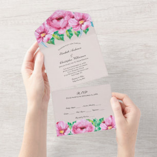 Tout En Un Invitation de mariage tout-en-un à la verdure flor