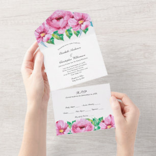 Tout En Un Invitation de mariage tout-en-un à la verdure flor
