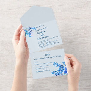 Tout En Un Invitation de mariage tout-en-un aquarelle florale