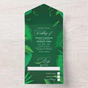 Tout En Un Invitation de mariage tout-en-un feuilles tropical