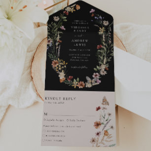 Tout En Un Invitation de mariage tout-en-un noir