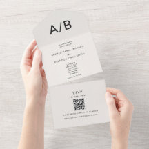 Invitation de mariage tout-en-un QR minimaliste mo