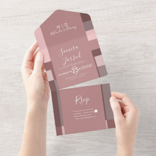 Tout En Un Invitation de mariage tout-en-un Tons Terreux Bloc