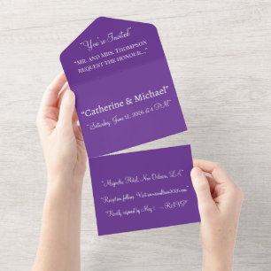 Tout En Un Invitation de mariage violet Élégant aspect mini
