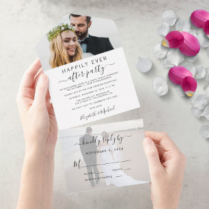 Tout En Un Invitation de réception de mariage élégante avec 2