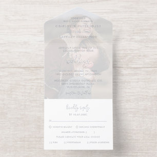 Tout En Un Invitation Élégant Mariage de script photo