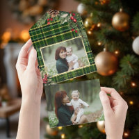 Élégant Vert/Or Pile Plaid Holly Photo