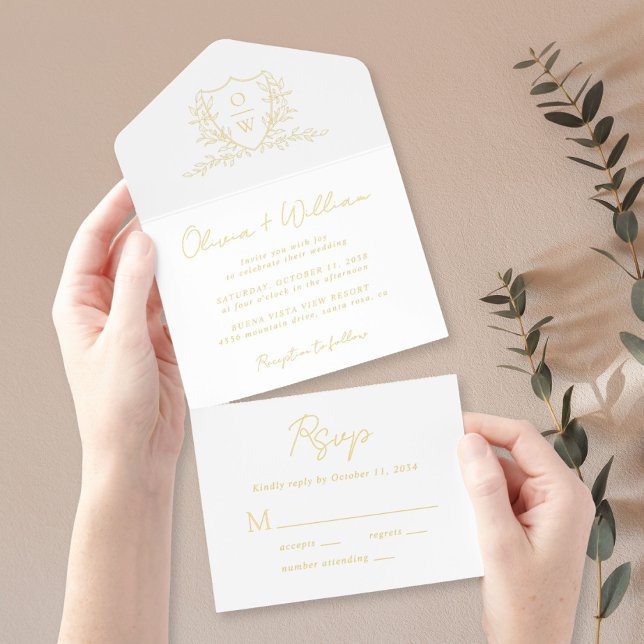 Tout En Un Invitation Faire Crête Monogramme Écriture Mariage (Créateur téléchargé)