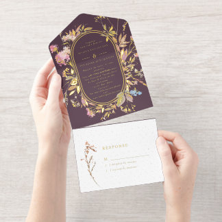 Tout En Un Invitation Faire-part de mariage cadre fleur sauvage Bohème p