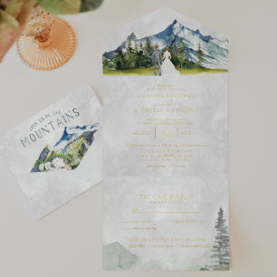Tout En Un Invitation Faire-Part de Mariage Montagnard Rustique Tout-en-