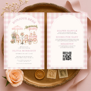 Tout en Un Invitation Fête de Naissance Fille Rose