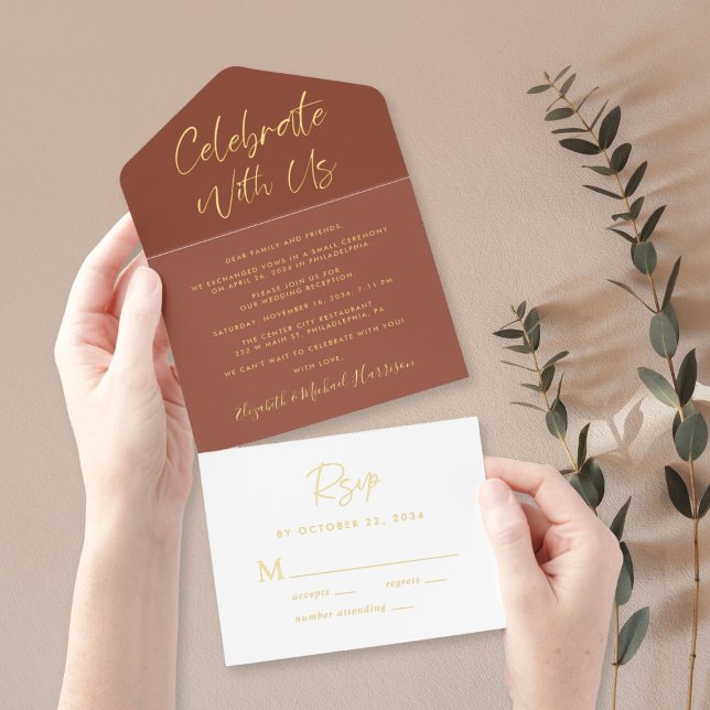 Tout En Un Invitation Fêtez Avec Nous La Réception De Mariage Noir (Créateur téléchargé)