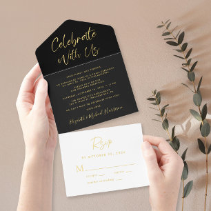 Tout En Un Invitation Fêtez Avec Nous La Réception De Mariage Noir
