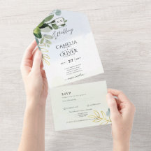Invitation Feuille tout-en-1 Eucalyptus et Feuille