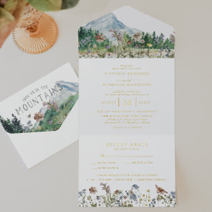 Tout En Un Invitation Fleur sauvage de montagne rustique   Mariage Bohèm