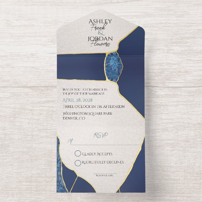 Tout En Un Invitation Fleurs de cerisier bleu inspirées de Kintsugi  (Intérieur)