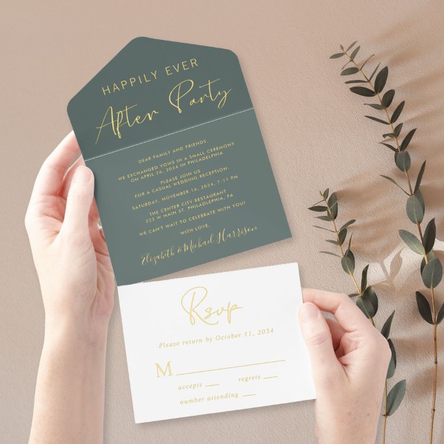 Tout En Un Invitation Heureusement Jamais Après La Fête Sage Mariage Réc (Créateur téléchargé)