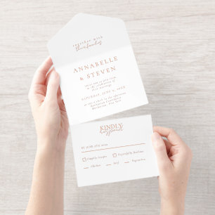 Tout En Un Invitation Huile minimaliste de Mariage blanc moderne