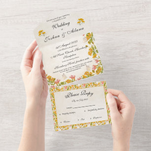 Tout En Un Invitation jaune pâturage