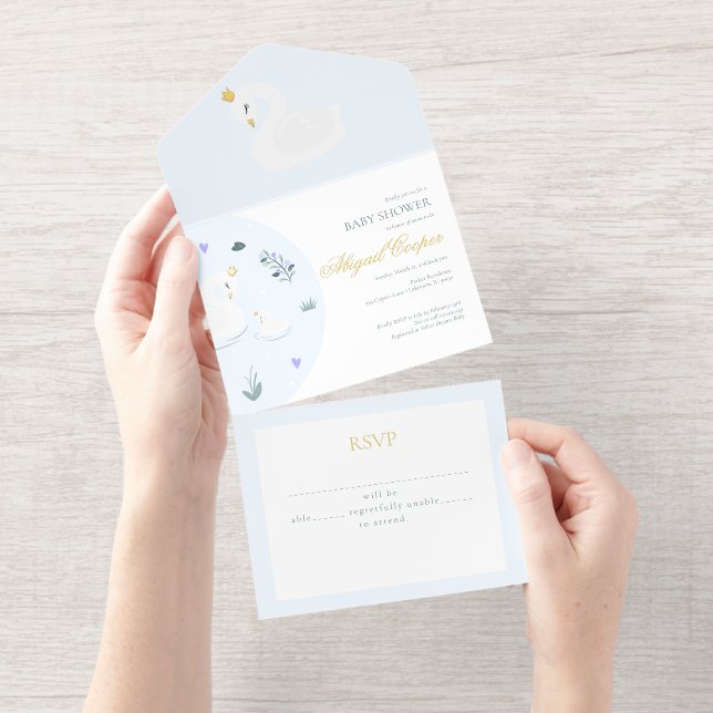 Tout En Un Invitation Le Cygne couronné (Détachable)