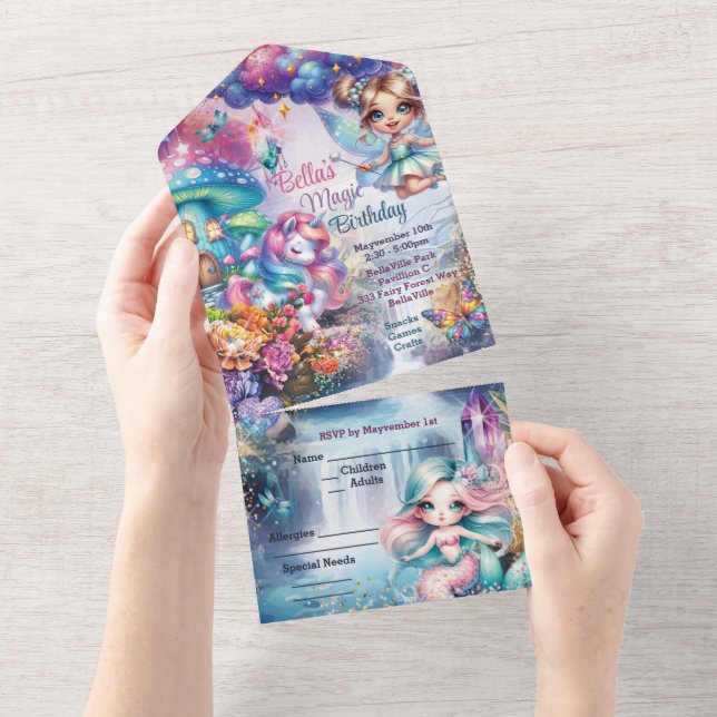 Tout En Un Invitation magique pour fête et shower (Déchirure)
