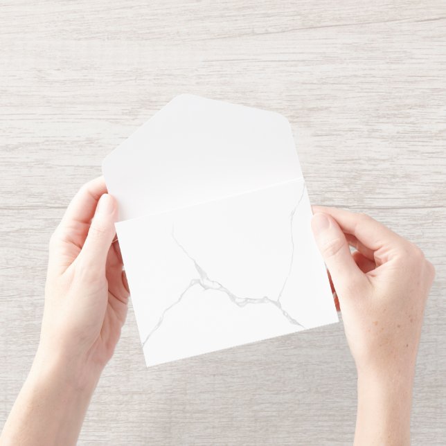 Tout En Un Invitation Marbre Blanc  (Ouverture)