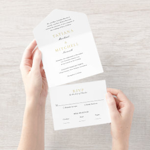 Tout En Un Invitation Mariage Élégant Noir et Blanc Classique