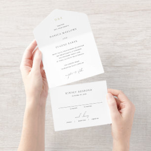 Tout En Un Invitation Mariage Élégant Noir et Blanc Classique
