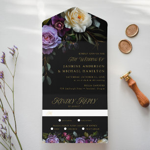Tout En Un Invitation Mariage floral gothique moderne