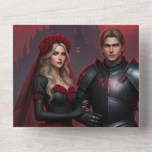 Tout En Un Invitation mariage gothique foncé   Mariée et chev