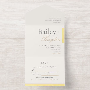 Tout En Un Invitation Mariage minimaliste avec bloc de feuille d'alumini