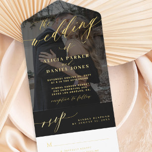 Tout En Un Invitation Mariage photo de script moderne