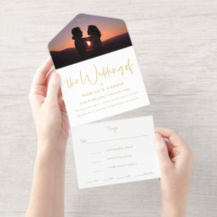 Tout En Un Invitation Mariage photo Flap Foil