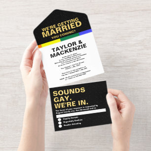 Tout En Un Invitation Mariage Sonne Gay Fun Rainbow Pride