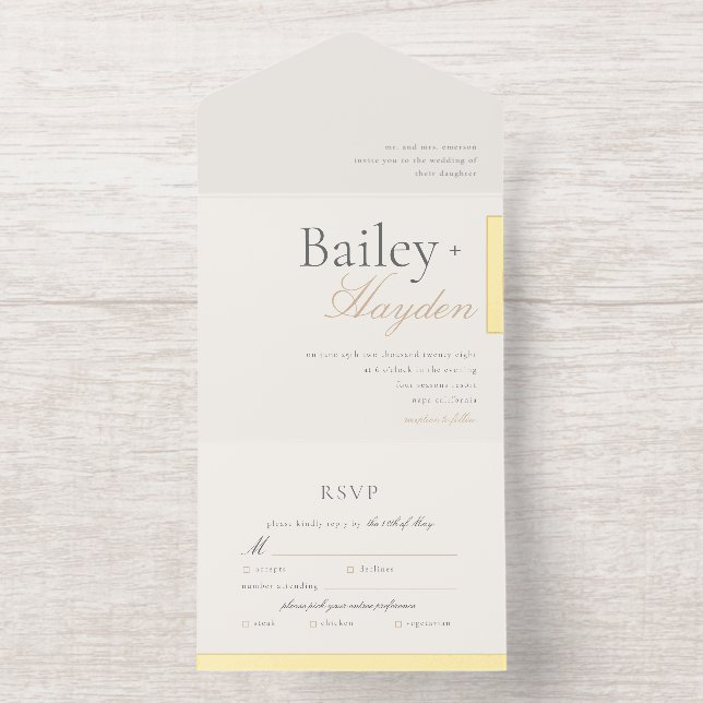 Tout En Un Invitation Minimalism Foil Block Wedding (Intérieur)