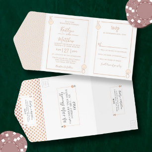 Tout En Un Invitation Monogramme Mariage de carte de jeu Real Foil Press