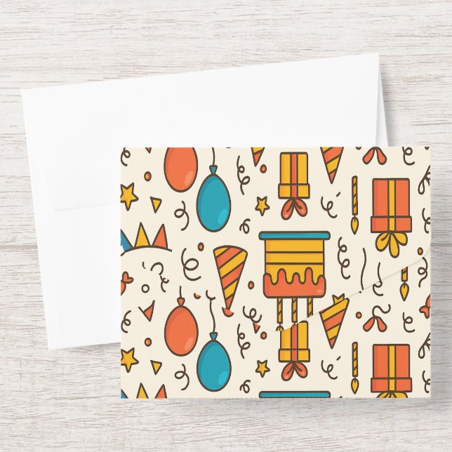 Tout En Un Invitation Motif sans couture de fête d'anniversaire vibrant (Enveloppe)