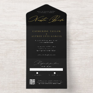 Tout En Un Invitation Notre Mariage Écriture Espagnole Noir Mariage