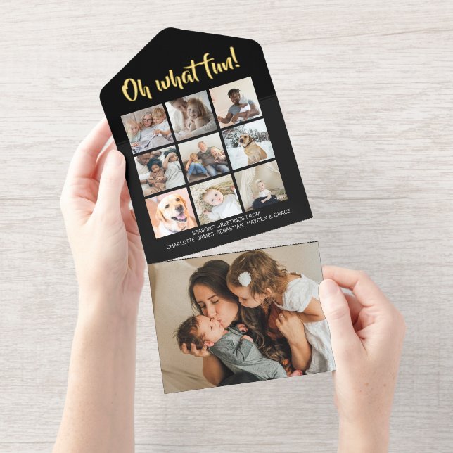 Tout En Un Invitation Oh What Fun Christmas Personalized 10 Photo (Détachable)