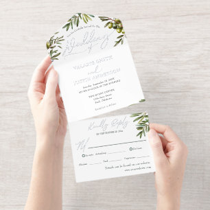Tout En Un Invitation Olive Rustic Mariage