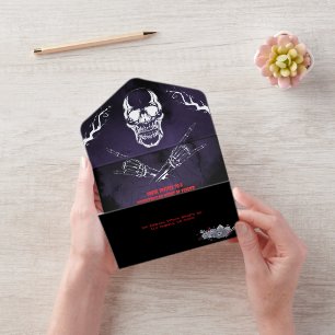 Tout En Un Invitation Partie d'Halloween Éffrayante Skeleton personnalis