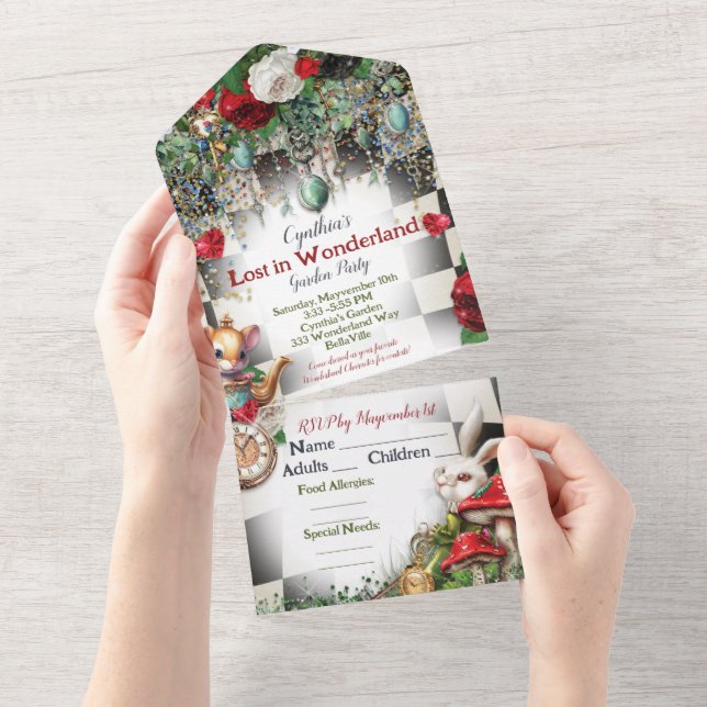 Tout En Un Invitation pour une fête au Pays des Merveilles  (Déchirure)