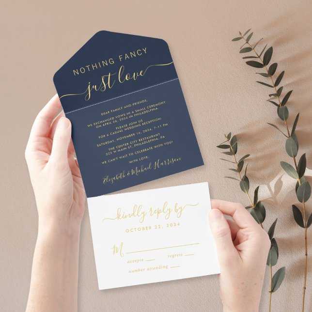 Tout En Un Invitation Rien De Fancy Just Love Mariage Réception (Créateur téléchargé)
