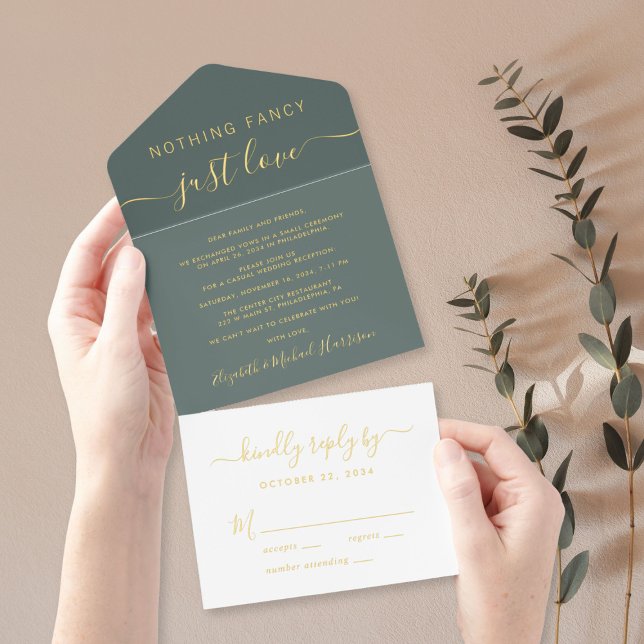 Tout En Un Invitation Rien De Fancy Just Love Mariage Réception (Créateur téléchargé)