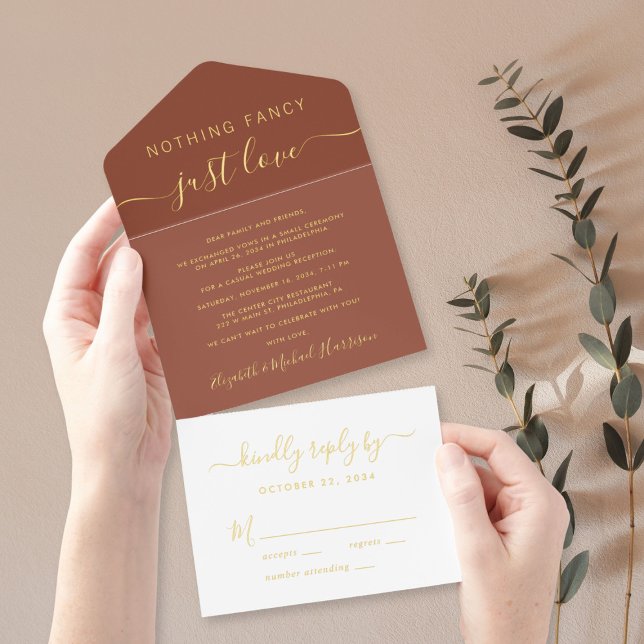Tout En Un Invitation Rien De Fancy Just Love Mariage Réception (Créateur téléchargé)